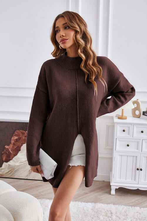 Stilla | Seam Mock Neck Split Sweater