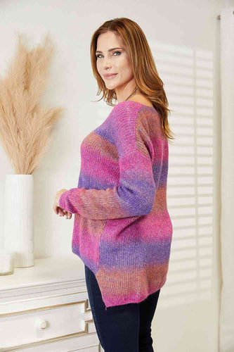 Stilla | Tag Multifarvet Rib-strik V-hals Strik Pullover