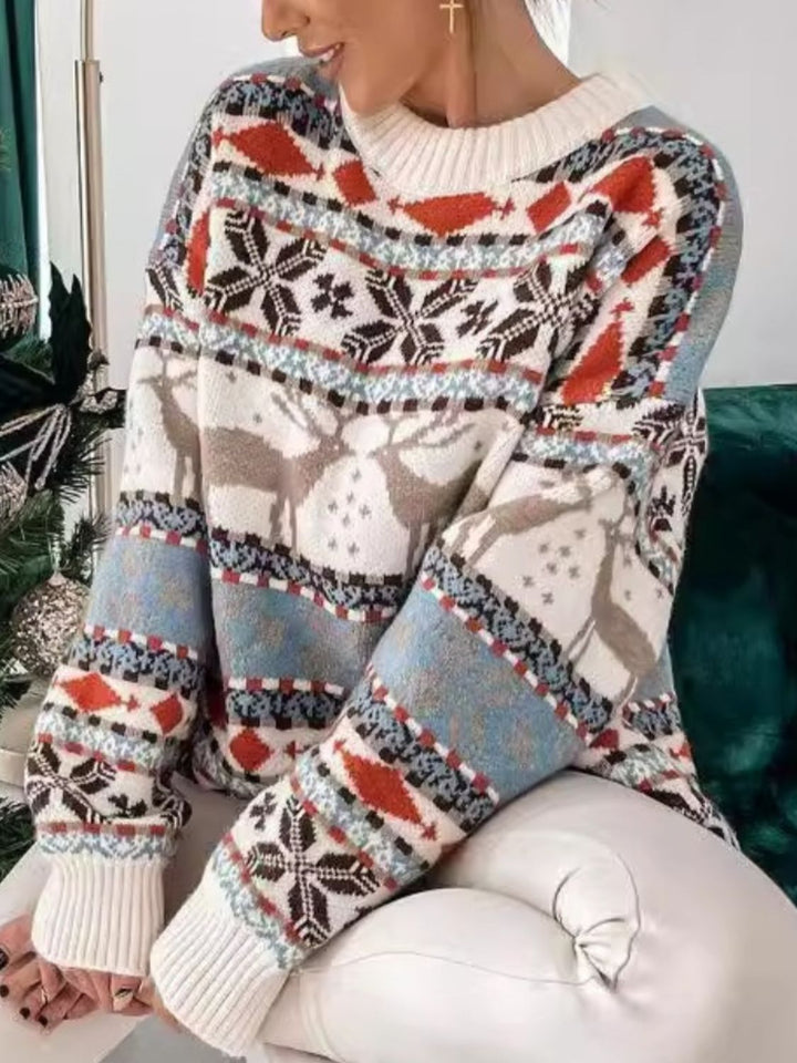 Stilla | Pullover med Rund Geometrisk Halslinje og Faldende Skuldre