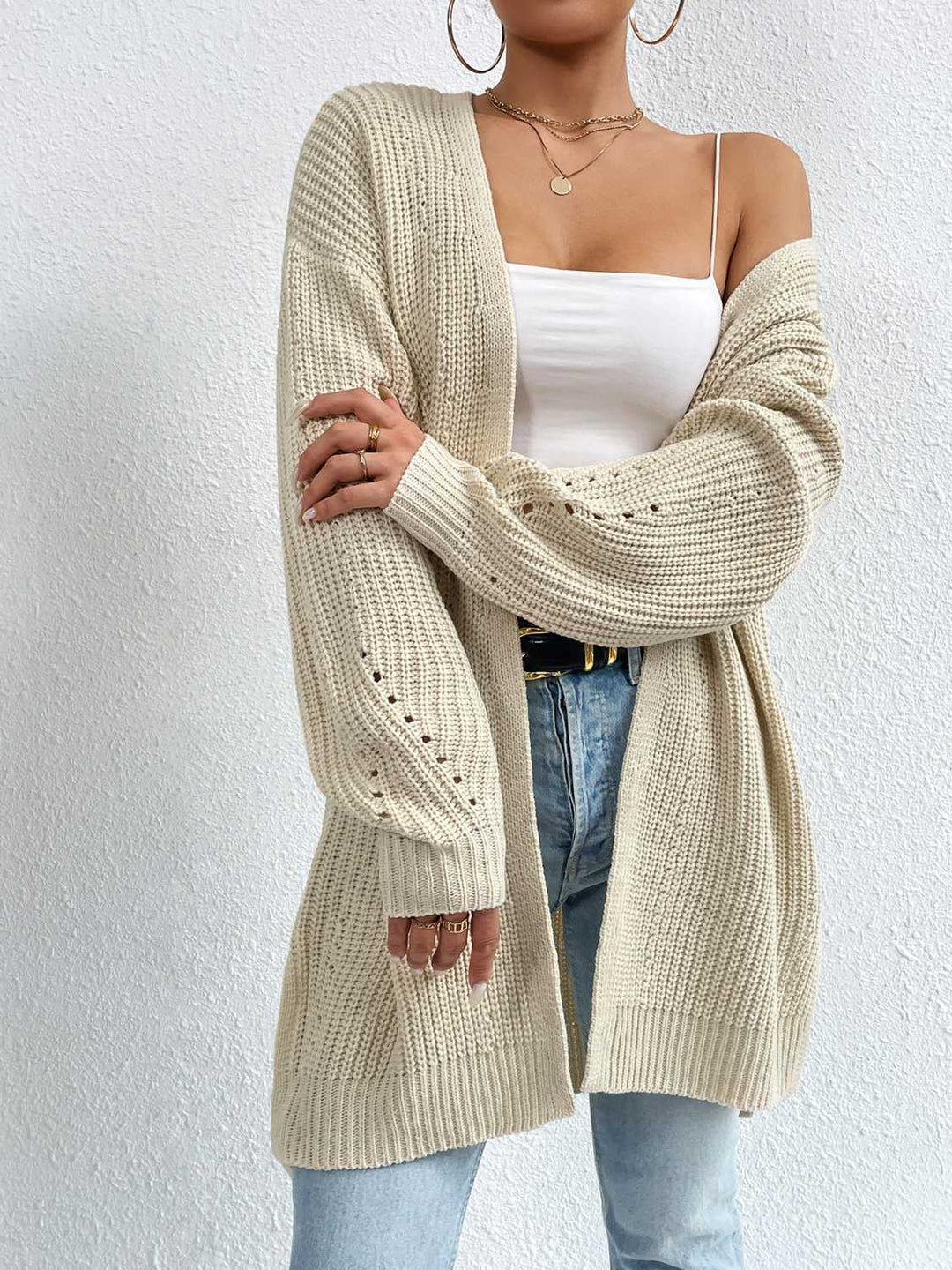 Stilla | Front Dropped Shoulder Slit Cardigan