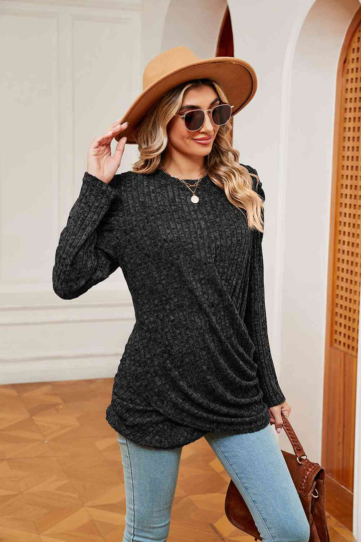 Stilla | Ærme Ribbet Twisted Top