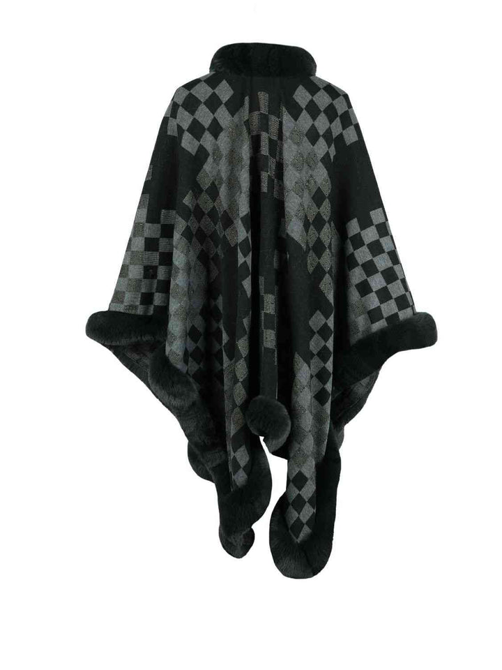 Stilla | Faux Fur Trim Poncho