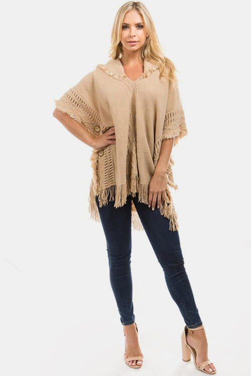 Stilla | Hæklede Knap Hooded Poncho