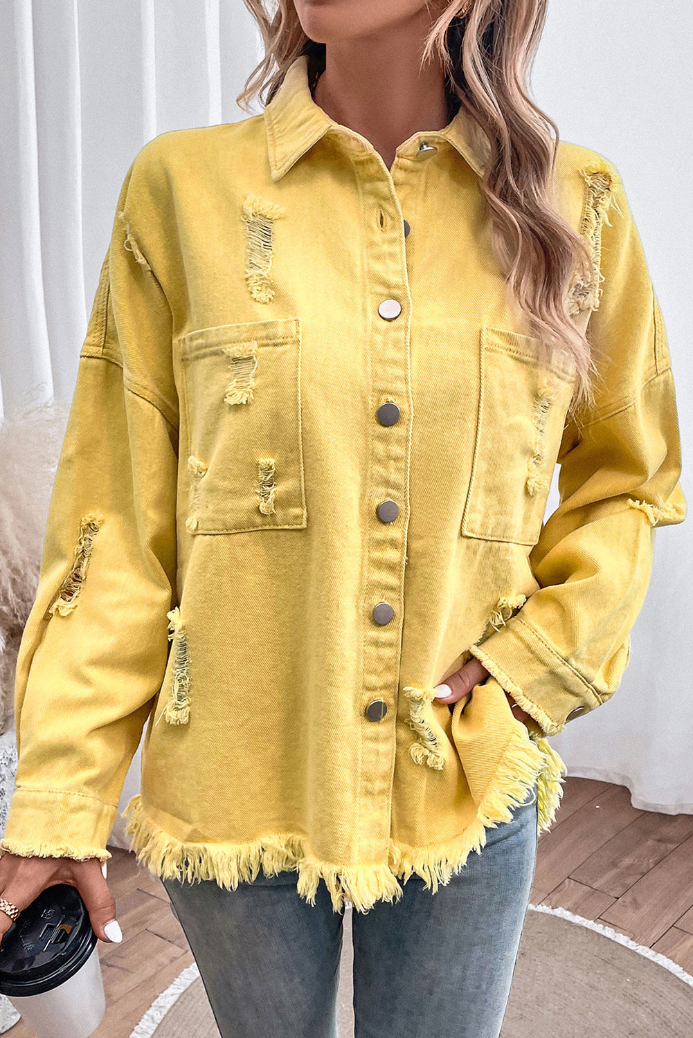 Stilla | Knap-Op Raw Hem Denim Jacket