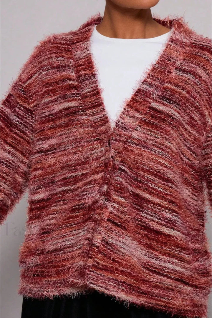 Stilla | Cozy Vintage Stribet Cardigan med V-Hals