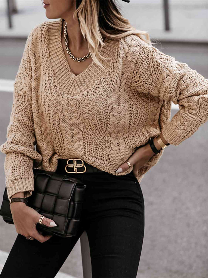 Stilla | Hals Cable-strikket Langærmet Sweater
