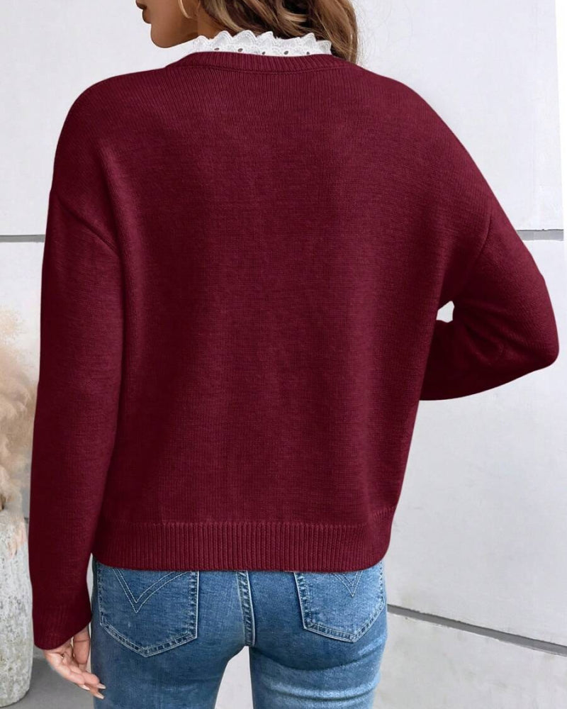 Stilla | Strikpullover med blonder