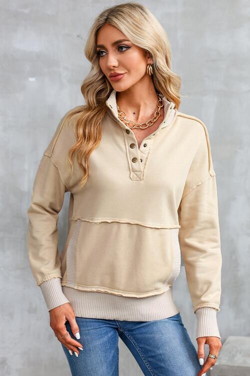 Stilla | Snap Drop Shoulder Langærmet Sweatshirt