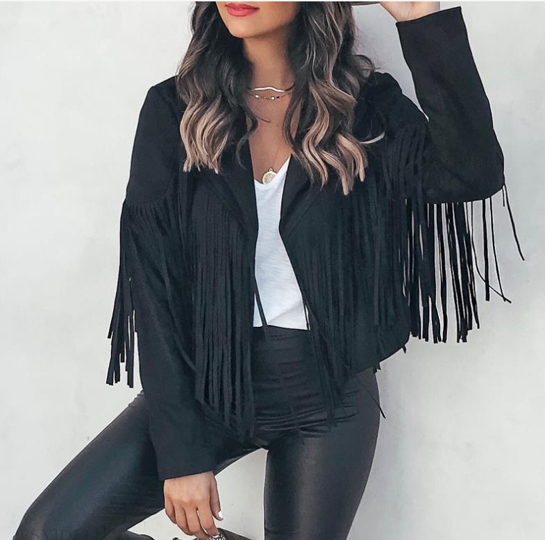 Stilla | Kvinders Faux Suede Frynse Bikerjakke