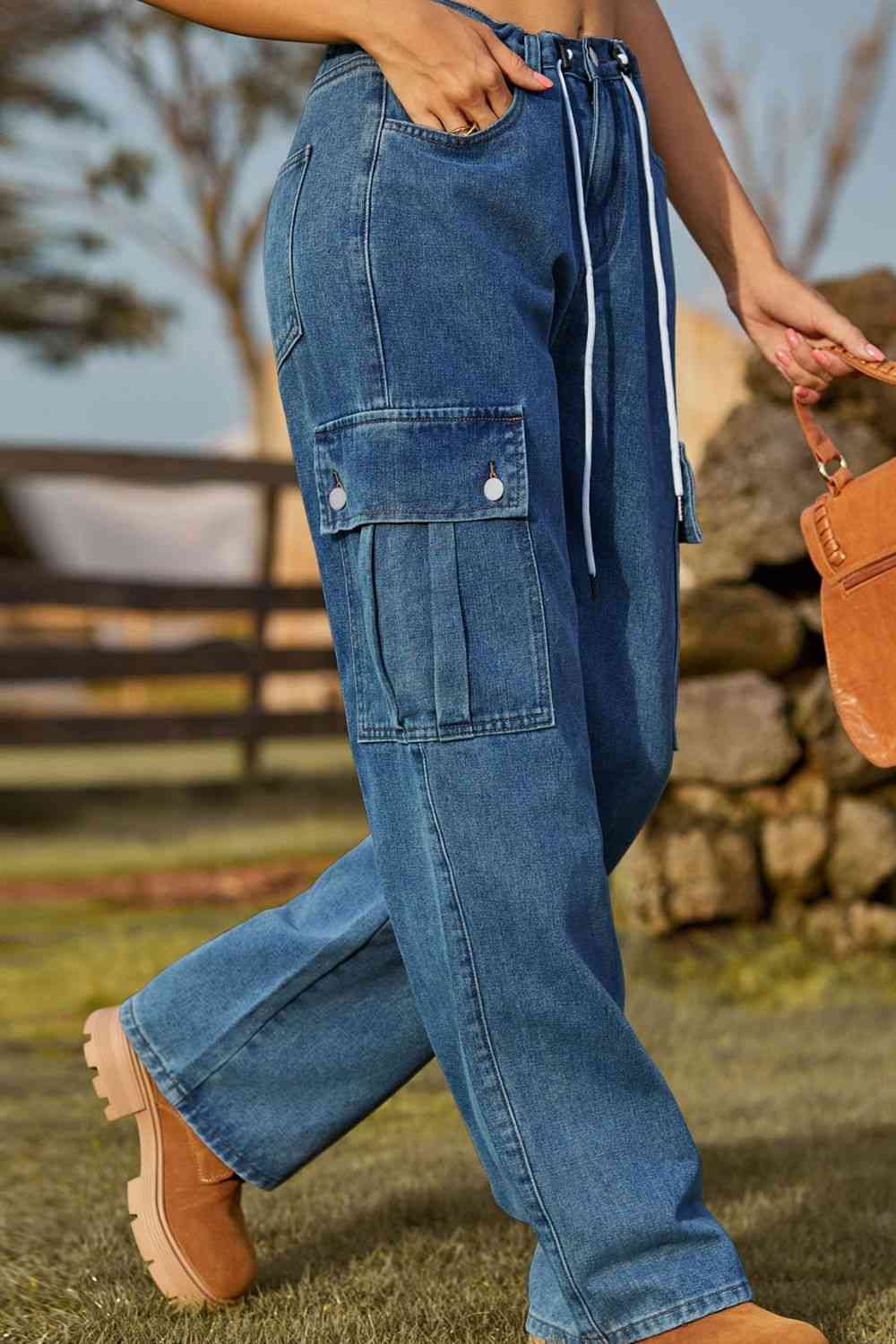Stilla | Fit Snørejeans Med Lomme