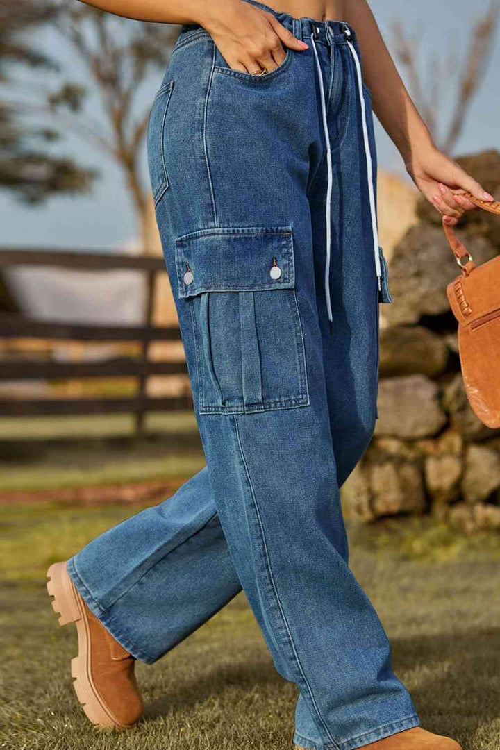 Stilla | Fit Snørejeans Med Lomme
