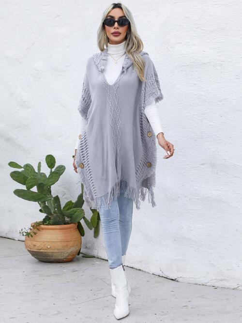 Stilla | Trim Knapperet Hætt Poncho