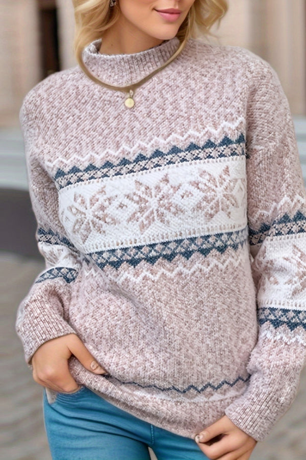 Stilla | Smart julesweater med snefnugturtleneck