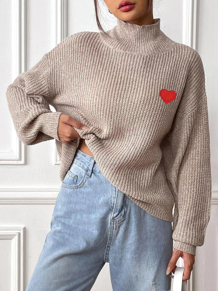 Stilla | Langærmet brusepullover med originalt hjerte-mønster