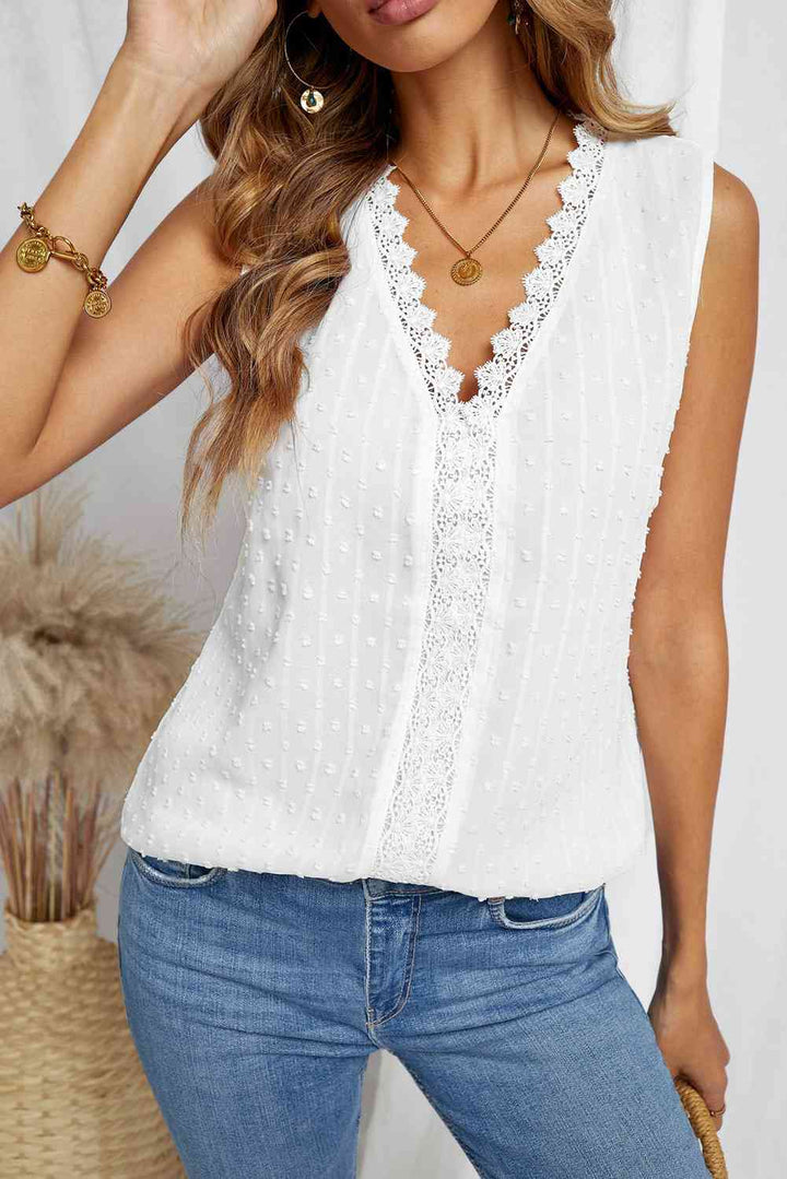 Stilla | Swiss Dot Blonde Detalje Dyk Tank