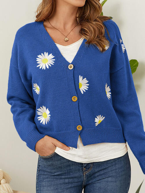 Stilla | Knap Front Dropped Shoulder Cardigan