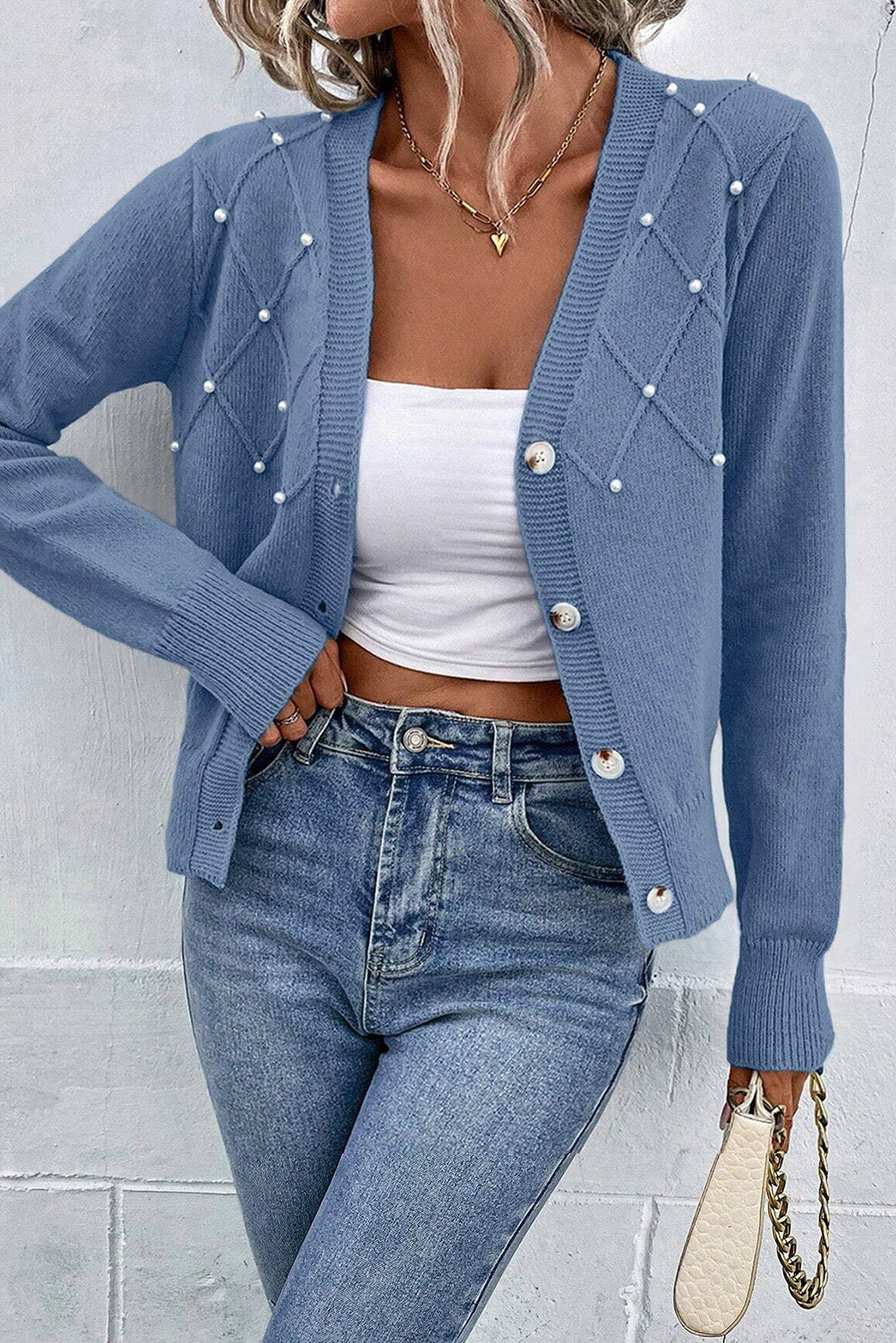 Stilla | Trim Knap-Up Cardigan