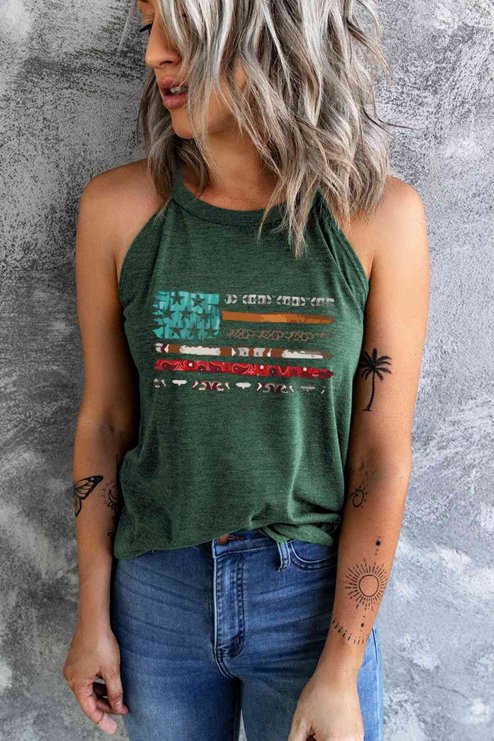 Stilla | Flag Grafisk Rund Hals Tank