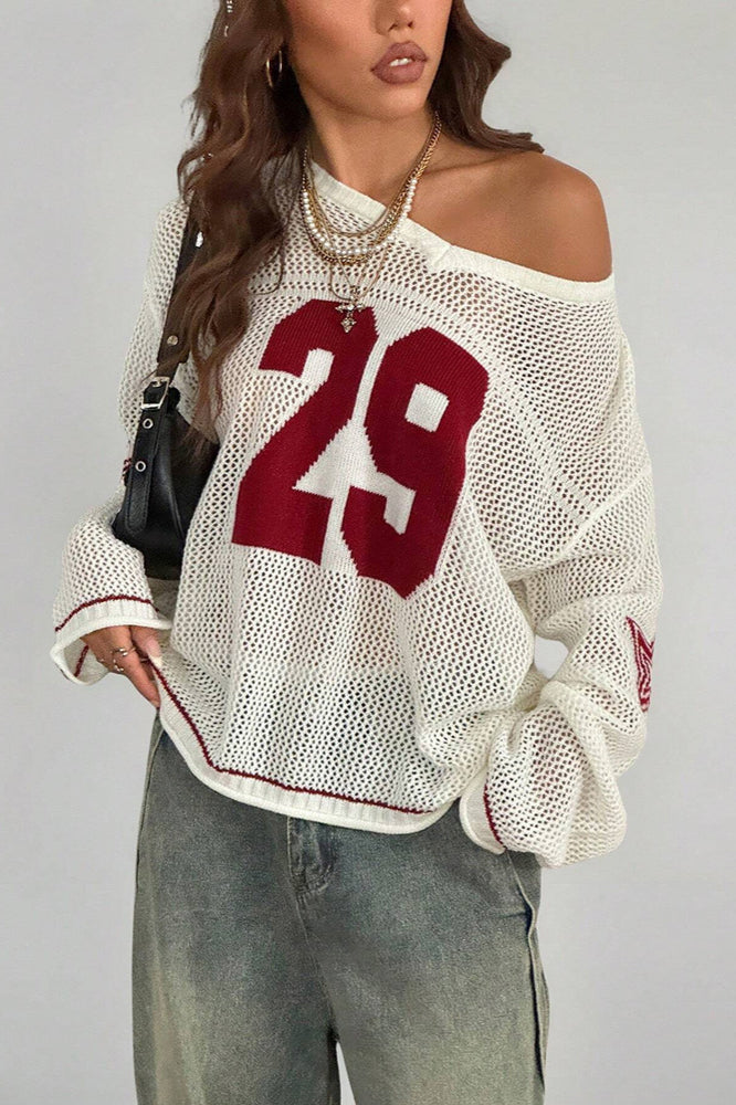 Stilla | Cozy V-Hals Strik Sweater med Digitalt Tryk