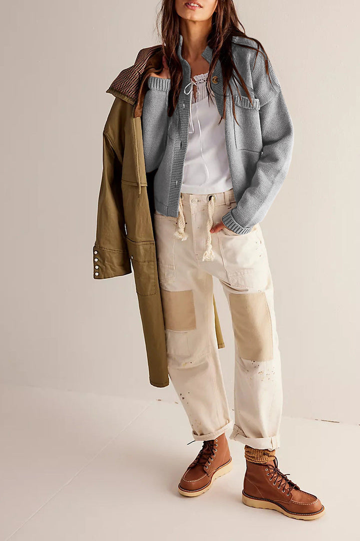 Stilla | Jakke Ståkrave Ensfarvet Cardigan Pullover