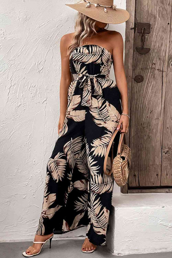 Stilla | Strapless Wide Leg Jumpsuit Med Lommer