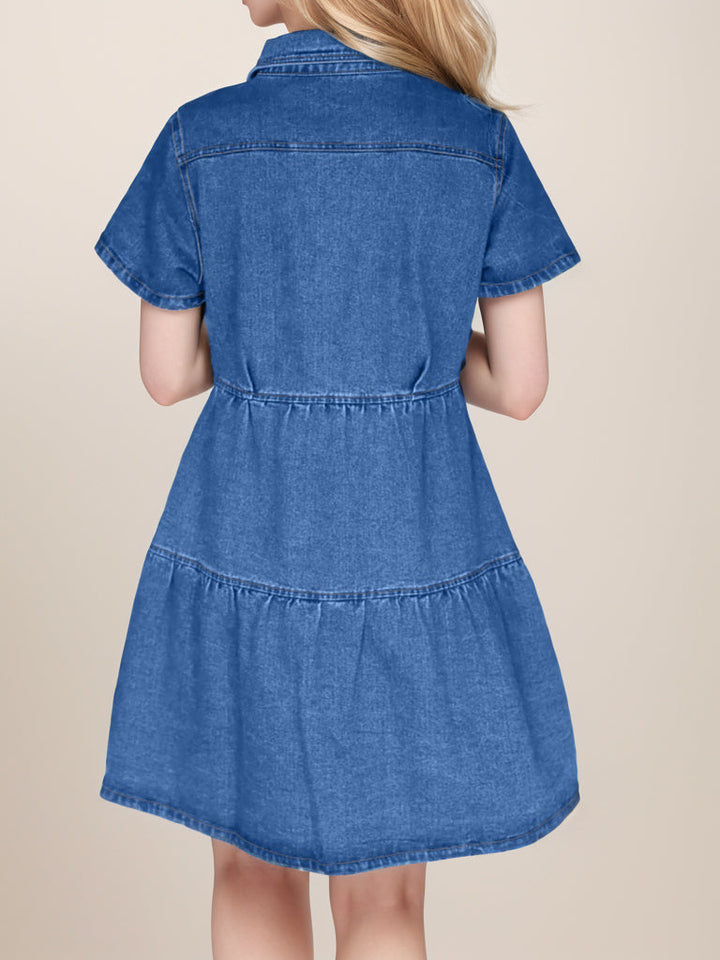 Stilla | Up Kortærmet Denim Kjole