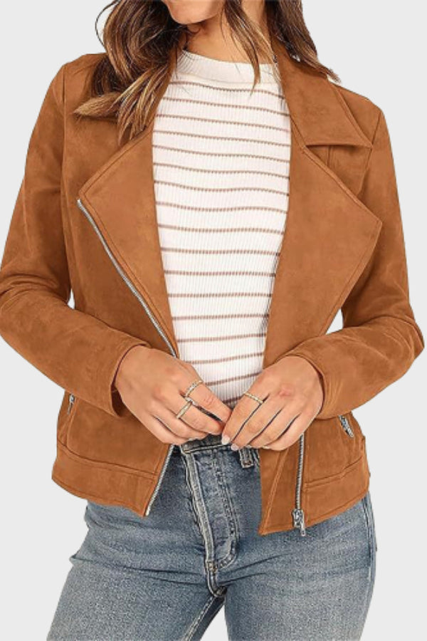 Stilla | Suedes Cropped Bikerjakke