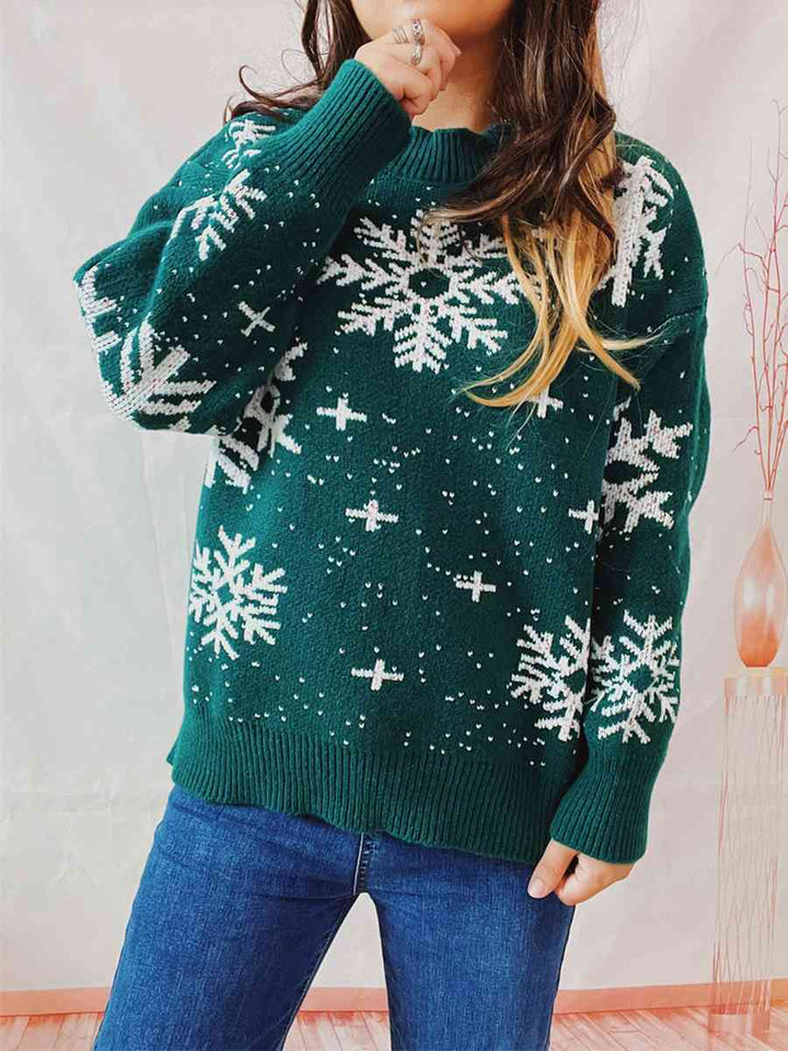 Stilla | Mønstret Droppet Skuldret Sweater