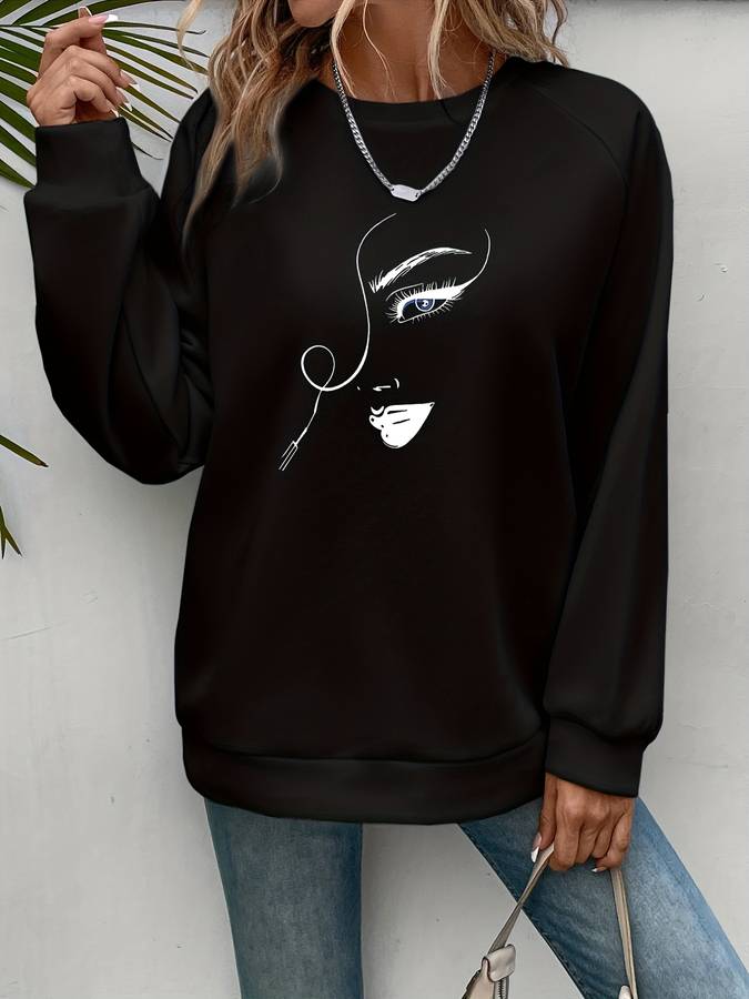 Stilla | Pullover Med Ansigtsprint