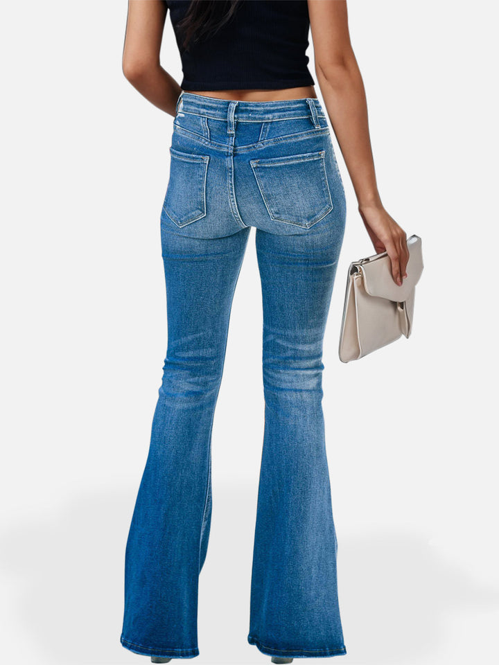 Stilla | Fly Bootcut Jeans med Lommer