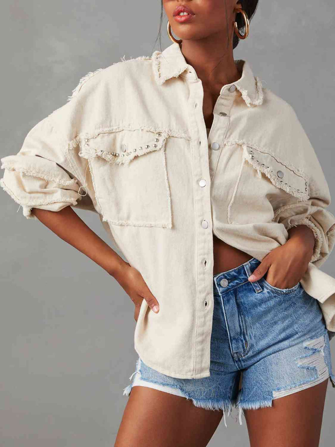 Stilla | Down Rå Kant Denim Jakke