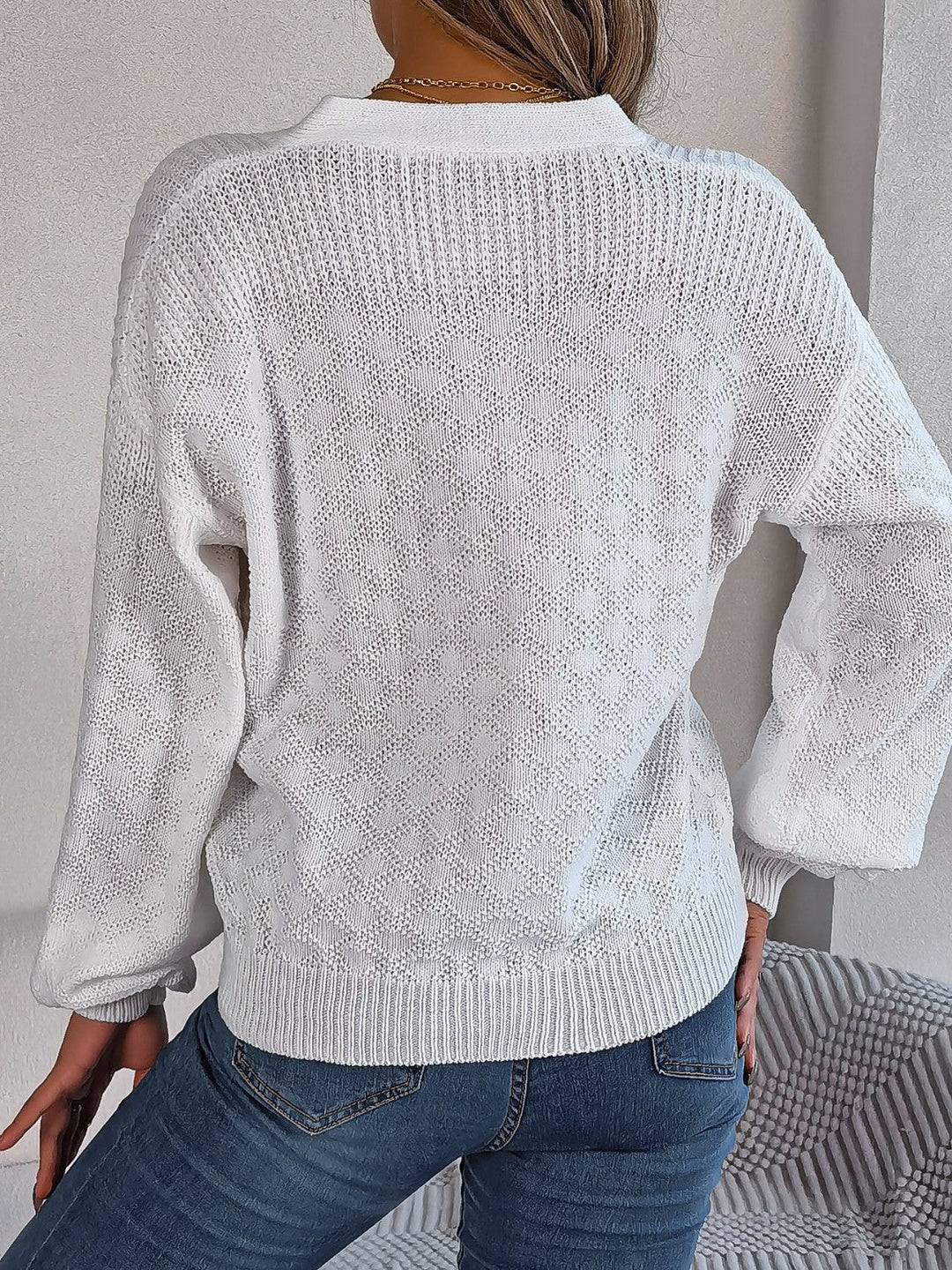 Stilla | Knap V-hals Langærmet Sweater