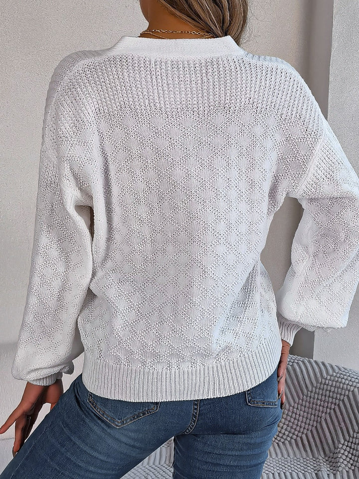 Stilla | Knap V-hals Langærmet Sweater