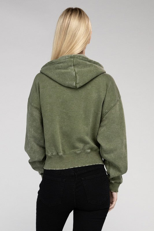 Stilla | Sweatjakke Med Lynlås I Acid Wash Fleece