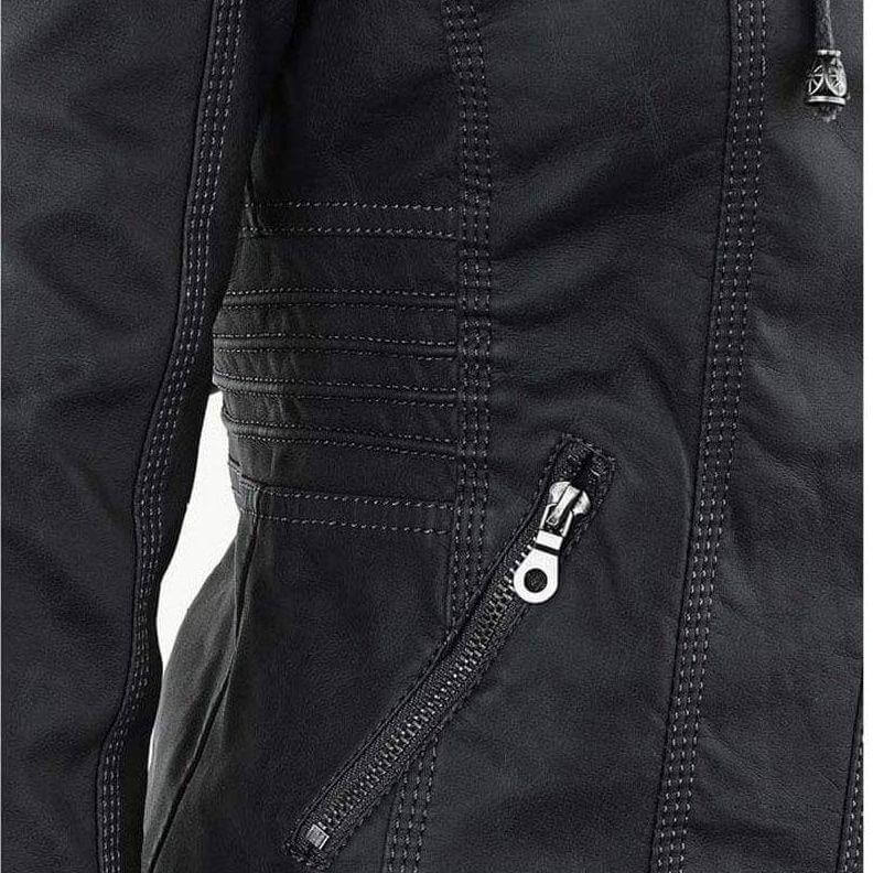 Stilla | Dame Slim Fit PU-Læder Zip-Up Hoodie