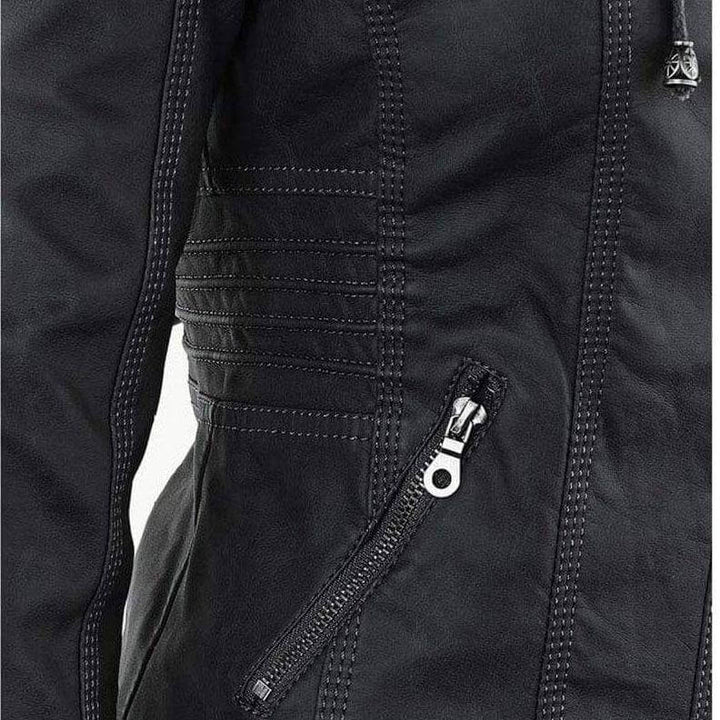 Stilla | Dame Slim Fit PU-Læder Zip-Up Hoodie