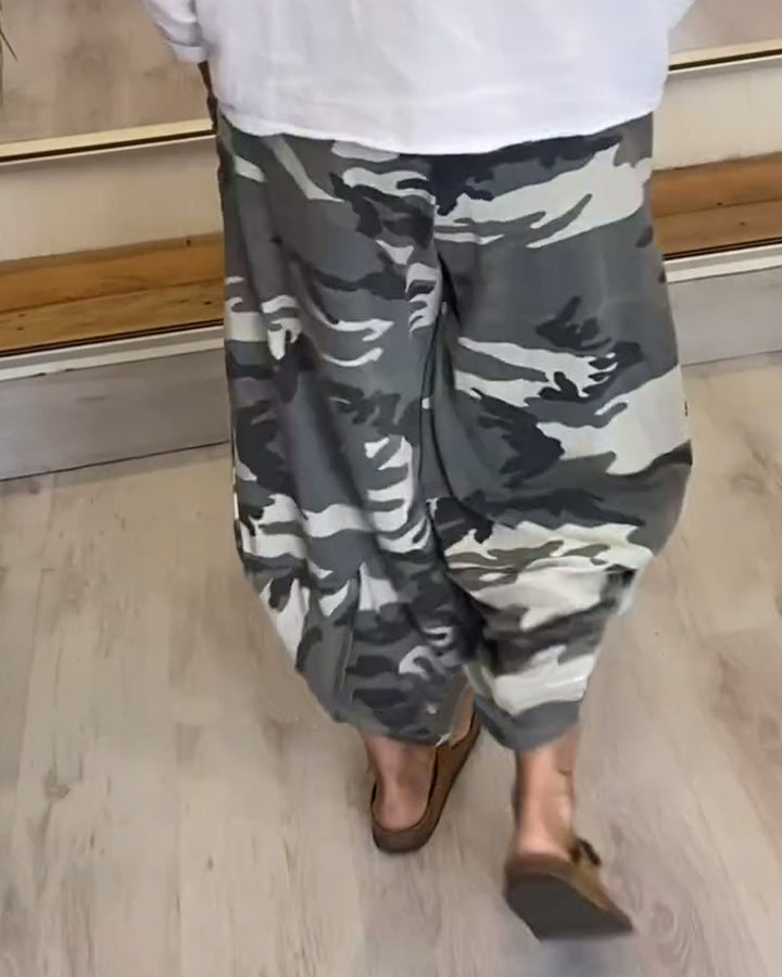 Stilla | Bukser med camouflageprint og lomme