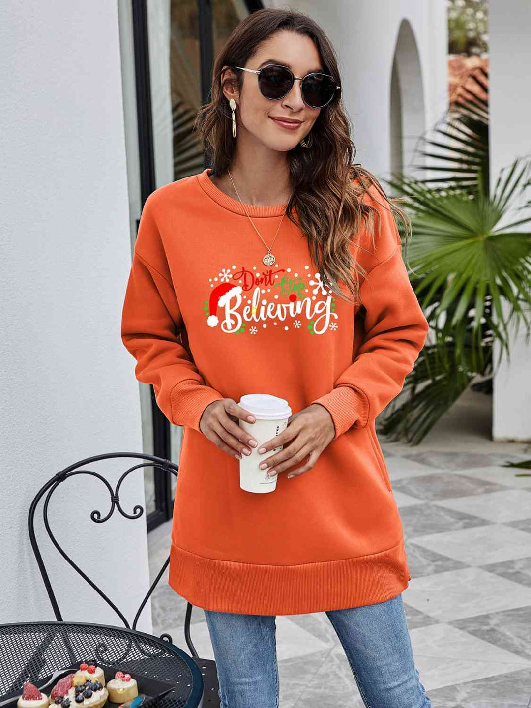 Stilla | Stop Believing Graphic Drop Shoulder Sweatshirt