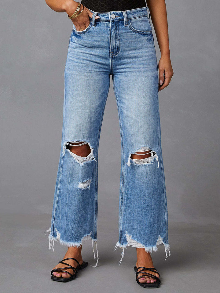 Stilla | Raw Hem Jeans med Lommer