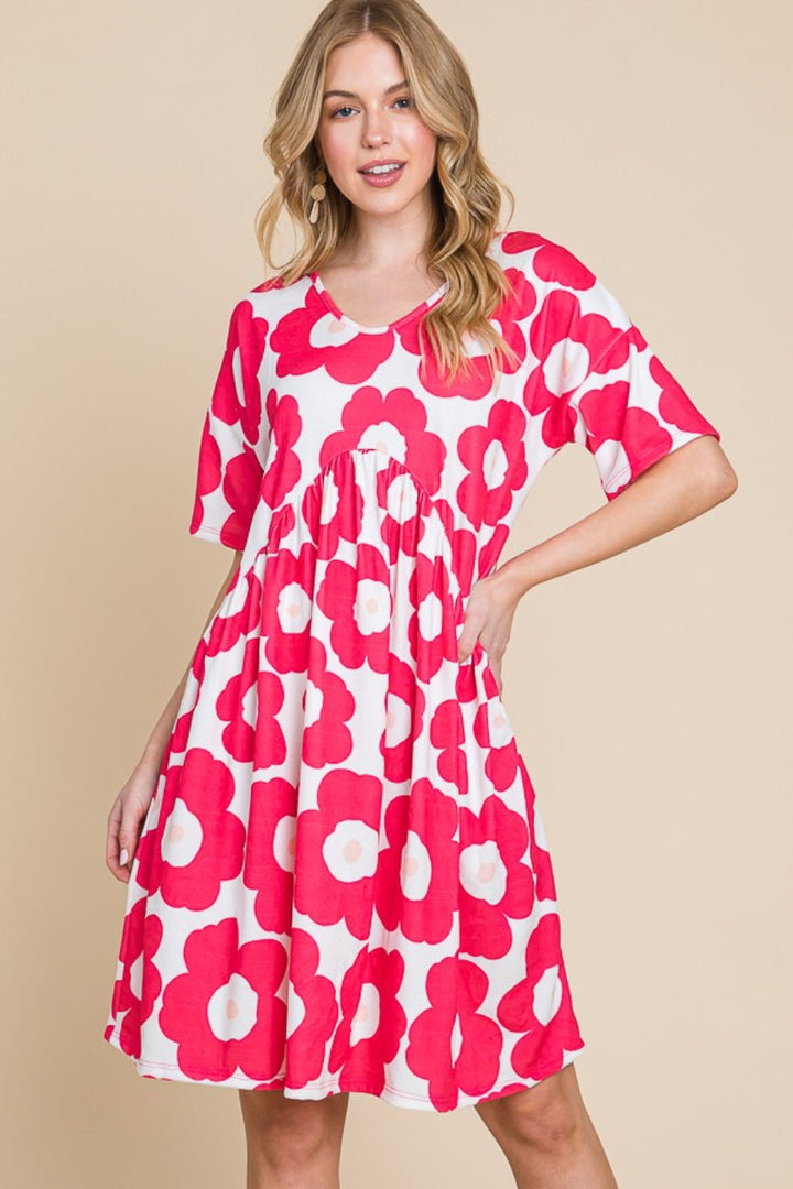 Stilla | Blomstret Print Rynket Kjole