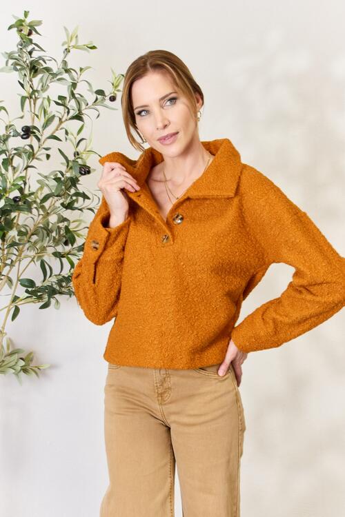 Stilla | Code Fuld Størrelse Halv Knap Turtleneck Sweatshirt