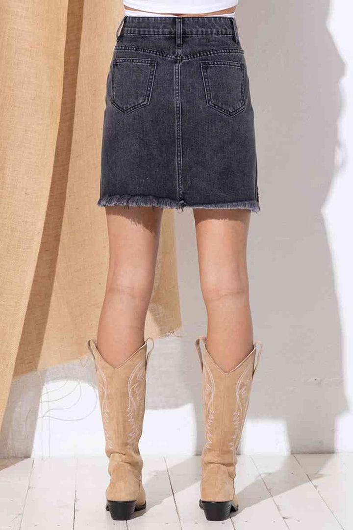 Stilla | Frynse Denim Nederdel