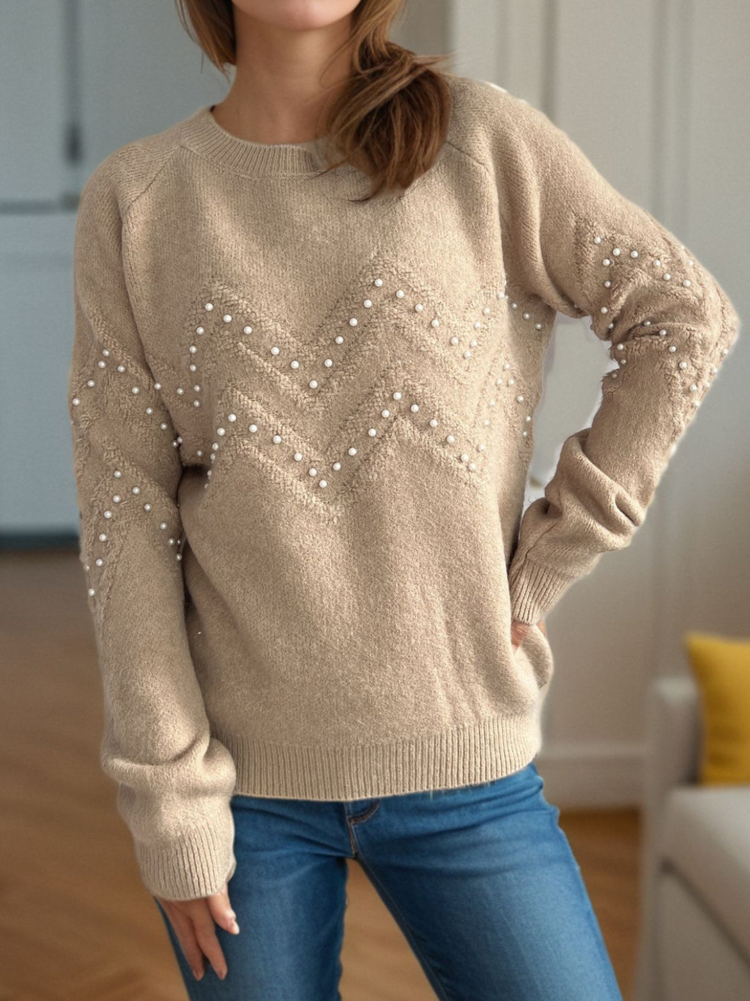 Stilla | Pullover Varm Med Perlepynt