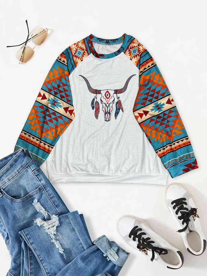 Stilla | Hals Raglan Ærme Grafisk Sweatshirt