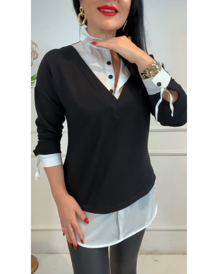 Stilla | Sort og Hvid Patchwork Revers
