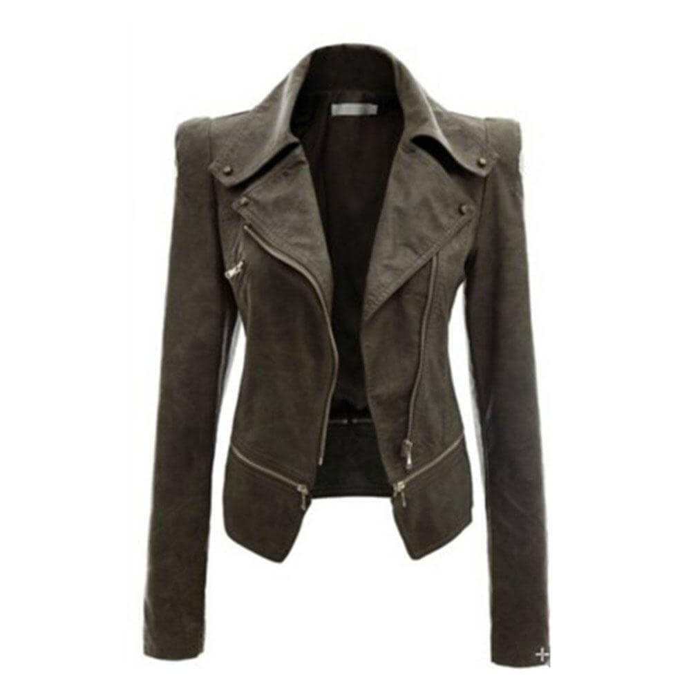 Stilla | Dam Slim Fit PU Læder Zip-Up Jakke