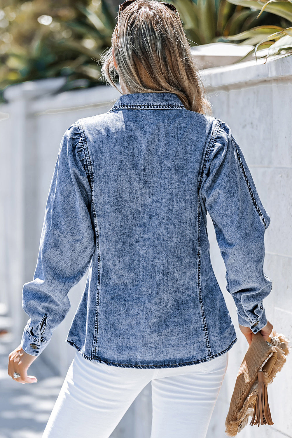 Stilla | Opkravede Denim Top