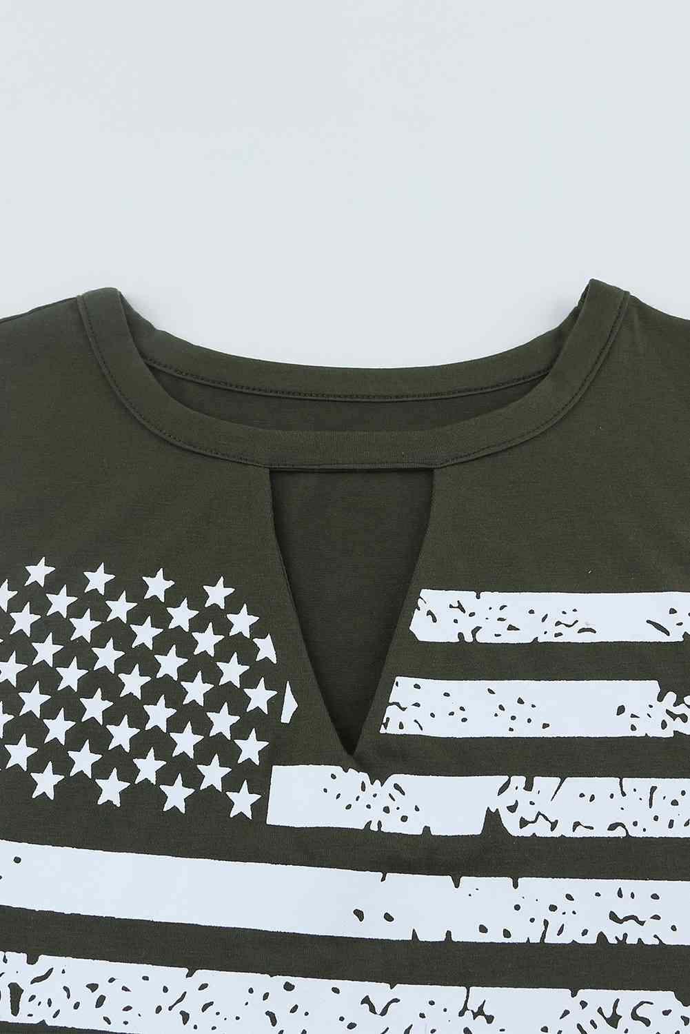 Stilla | Flag Graphic Cutout Rund Hals Tanktop