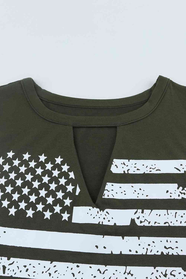 Stilla | Flag Graphic Cutout Rund Hals Tanktop