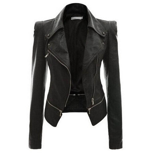 Stilla | Dam Slim Fit PU Læder Zip-Up Jakke